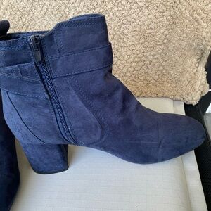 Blue, suede-like material boots. Hardly used, good condition.